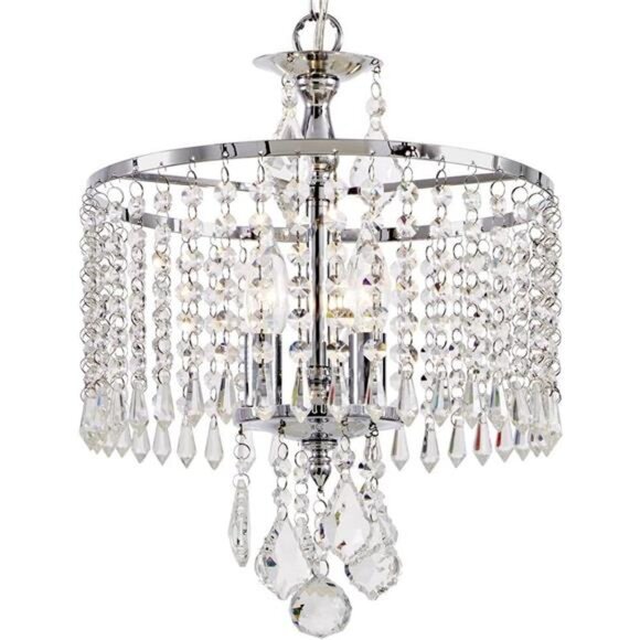 HD-1144-I 3-Light Polished Chrome Mini-Chandelier with K9 Hanging Crystals - Picture 1 of 2